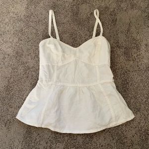 Aerie | Fitted White Peplum Tank Top